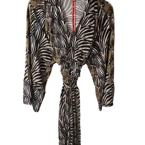 Banana Republic Zebra Print Long Sleeve Dress - Black and White